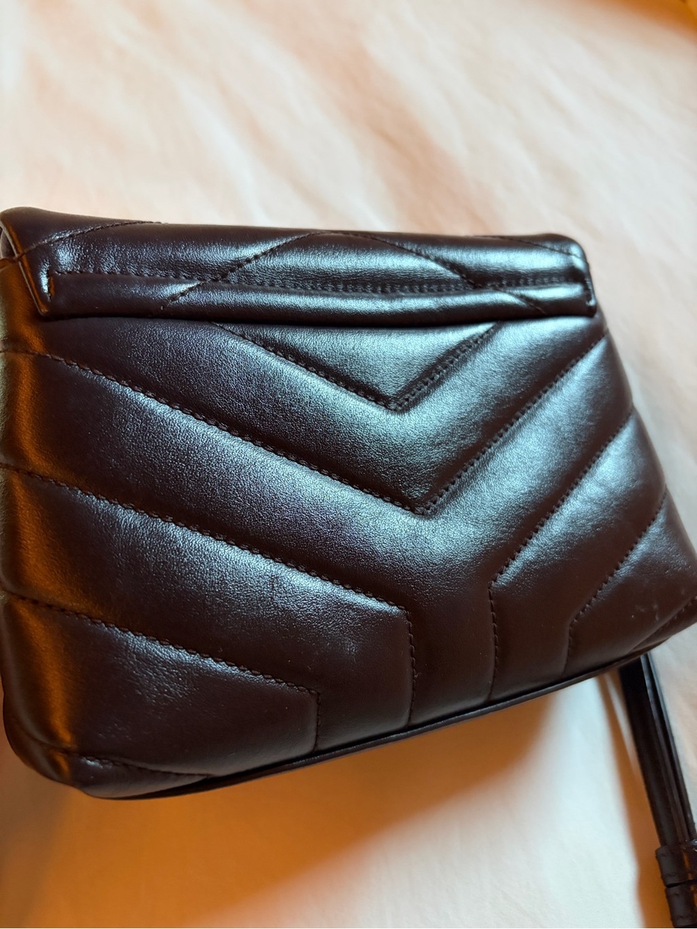 Yves Saint Laurent Burgundy Leather Loulou Bag with silver YSL Logo - Picture 7 of 12